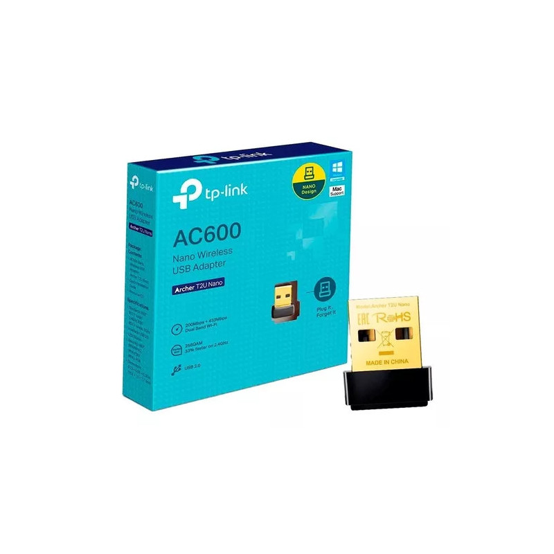ADAPTADOR TP-LINK INALAMBRICO ARCHER T2U NANO AC600 USB