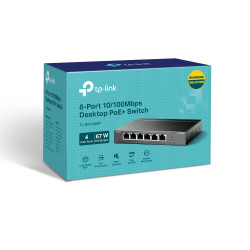 SWITCH TL SF1006P TP LINK 6 PUERTOS 10,100MBPS CON 4 PUERTOS POE TP-LINK