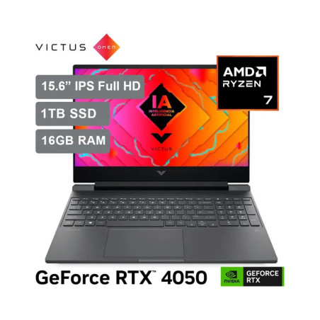 LAPTOP GAMER HP VICTUS 15-FB2019LA/ AMD RYZEN 7 8840H/ NVIDIA GEFORCE RTX 4050/16GB RAM/SSD 1TB / 15.6
