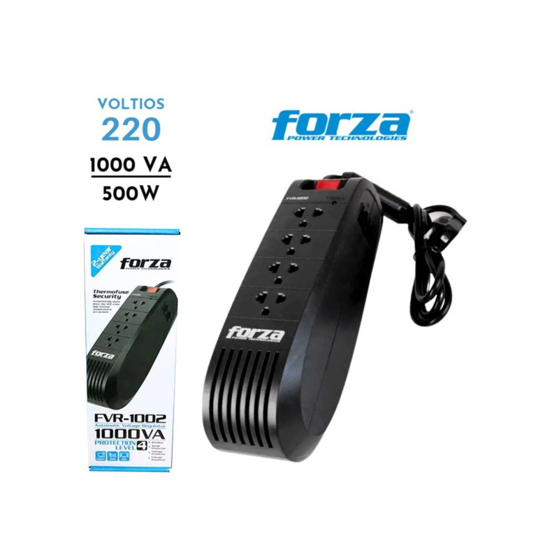 ESTABILIZADOR FORZA FVR-1002, 1000VA/500W, 4 SALIDAS