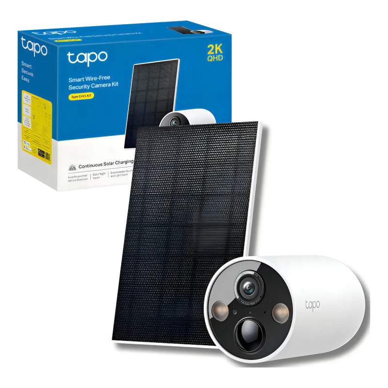 CAMARA TAPO C425 KIT 4MP DETECCIÓN IA BATERÍA PANEL SOLAR BLANCO