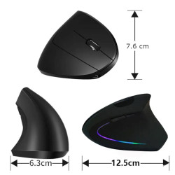 MOUSE VERTICAL INALAMBRICO ERGONÓMICO CYBERTEL CYB M503 RX RECARGABLE CON LUZ LED