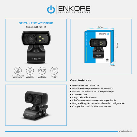 CAMARA WEB DELTA ENKORE ENC-WC103FHD LENTE 2P2G