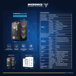 CASE GAMER FURIOUS MIC GC701 GABINETE 3. 0 4FAN ARGB MICRONICS