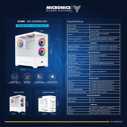 CASE GAMER ICUBE MIC GC800-6W, 6FAN ARGB, WHITE, S/F