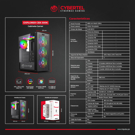 CASE GAMER CYB EXPLORER CBX5006, 6 FANS, ARGB