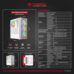 CASE EXPLORER CBX5006W GABINETE 6FAN ARGB  CYBERTEL