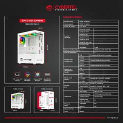 CASE  GAMER CYBERTEL EPICO CBX 5008R 4 FAN ARGB WHITE