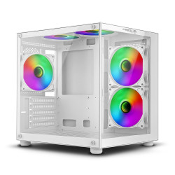 CASE GAMER CLIPPER WHITE CBX5007W GABINETE 5FAN ARGB CYBERTEL