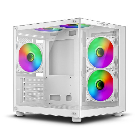 CASE GAMER CLIPPER WHITE CBX5007W GABINETE 5FAN ARGB CYBERTEL