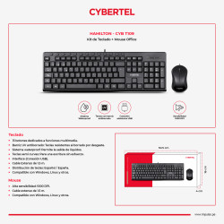 KIT HAMILTON BLACK CYB T109 TECLADO + MOUSE USB CYBERTEL
