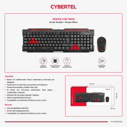 KIT PRINCE CYB T2000+ TECLADO + MOUSE USB CYBERTEL