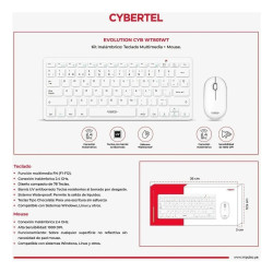KIT EVOLUTION WHITE CYB WT801 WT TECLADO + MOUSE WIFI CYBERTEL