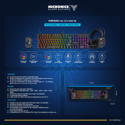 KIT MICRONICS MIRAGE MIC GTX 2003 BLACK RGB TECLADO + AUDIFONO + MOUSE