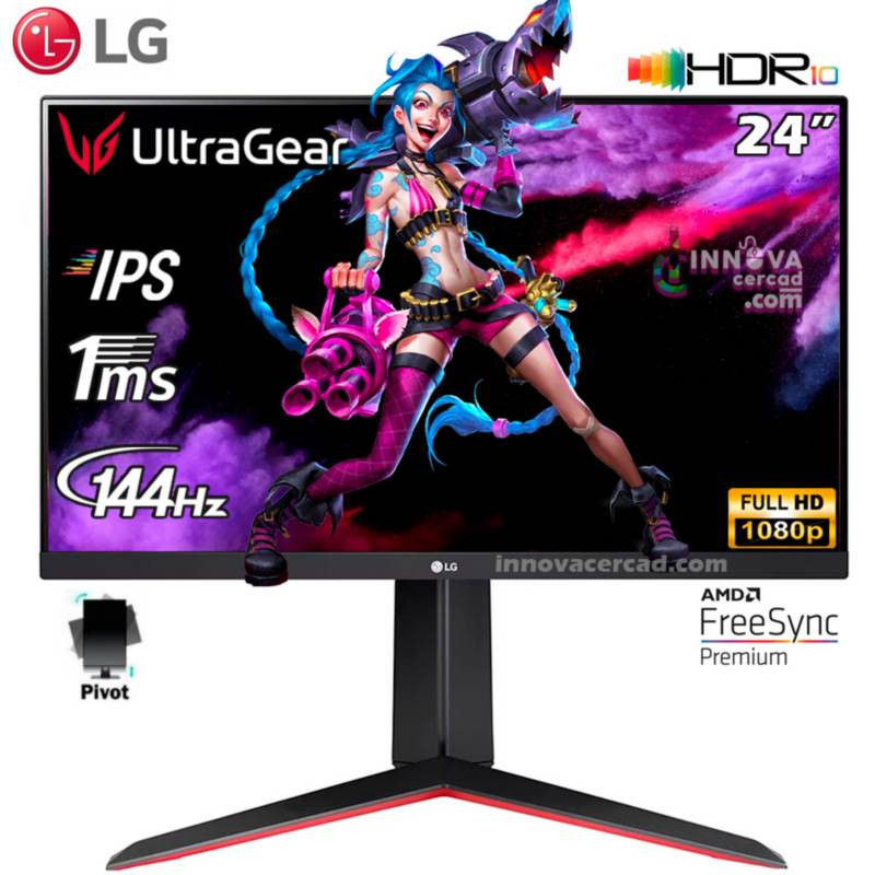 MONITOR LED 23.8" LG 24GN65R-B ULTRAGEAR IPS 1920x1080 HDMI DP 1MS/144Hz/FREESYNC