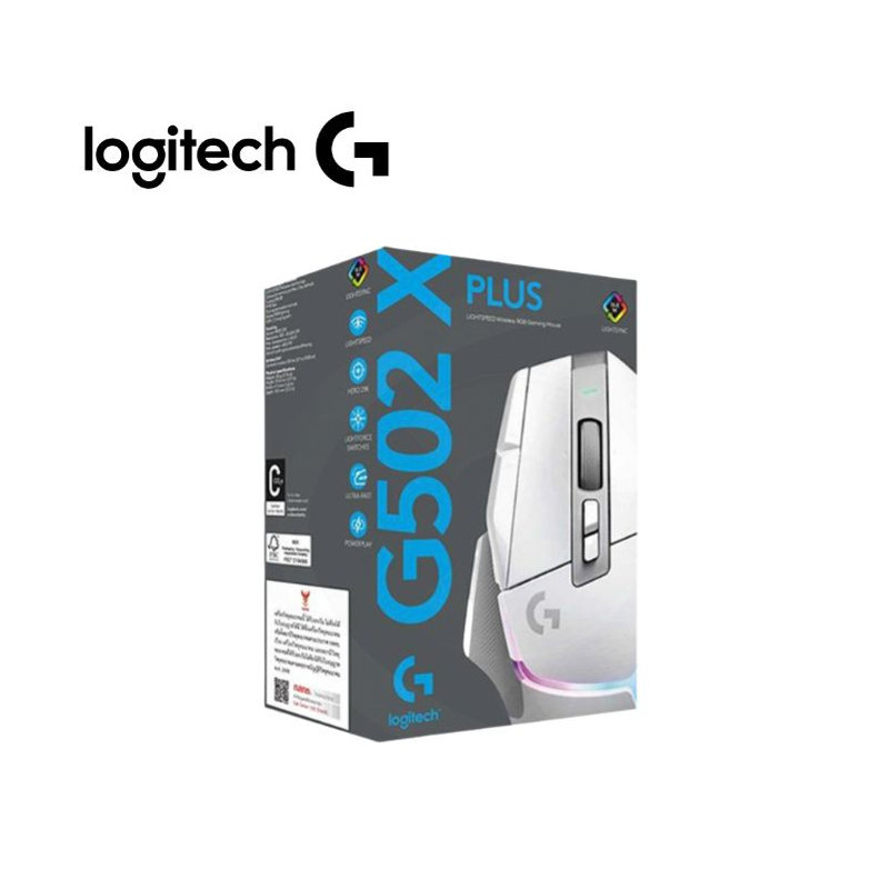 MOUSE LOGITECH G502 X PLUS LIGHTSPEED WIRELESS 25K DPI LIGHTSYNC RGB WHITE (910-006169)