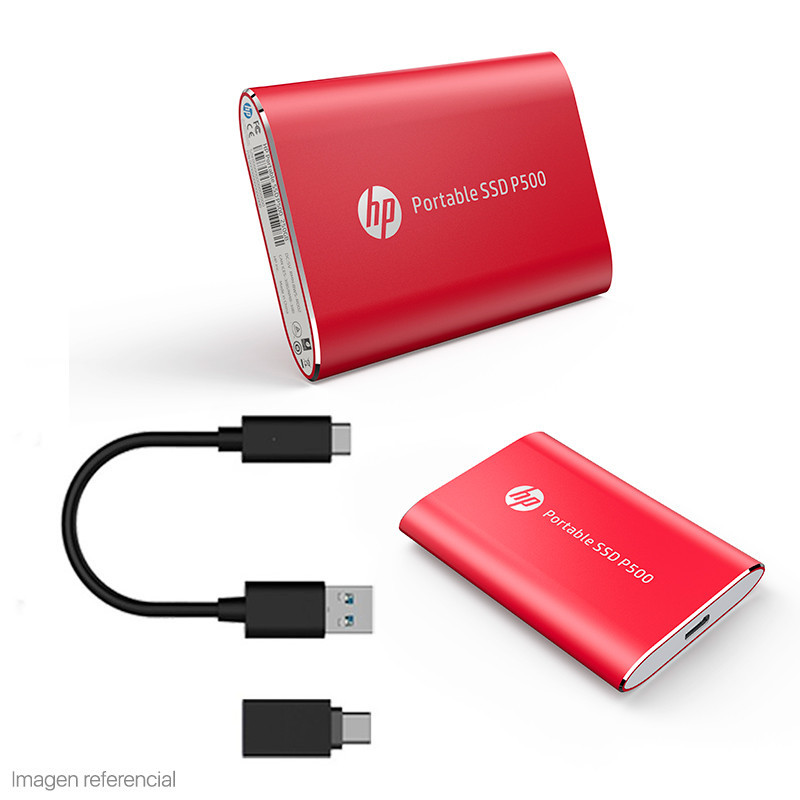 DISCO EXTERNO  SOLIDO   (SSD) PORTATIL HP P500, 1TB, USB-C 3.2 GEN 1, COLOR ROJO