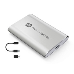 DISCO EXTERNO  SOLIDO   (SSD) PORTATIL HP P500, 1TB, USB-C 3.2 GEN 1, COLOR PLATA