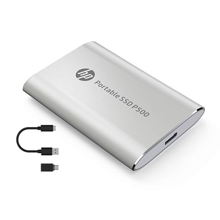 DISCO EXTERNO  SOLIDO   (SSD) PORTATIL HP P500, 1TB, USB-C 3.2 GEN 1, COLOR PLATA