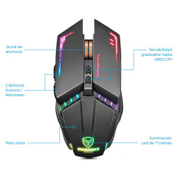 MOUSE GAMER INALAMBRICO RANGER RX MIC M822RX WIFI  7LEDS/7BOTONES / MICRONICS