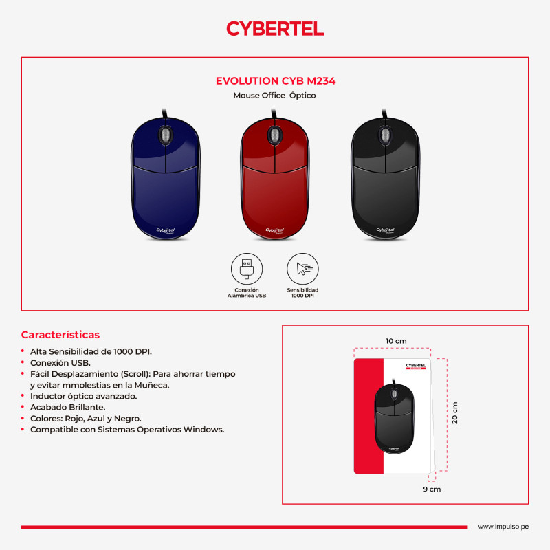 MOUSE OPTICO CYBERTEL EVOLUTION - CYB M234