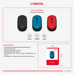 MOUSE INALÁMBRICO CYBERTEL STYLE M312 CONEXIÓN USB.