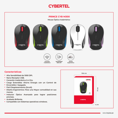 MOUSE  INALAMBRICO CYBERTEL M300  PRINCE