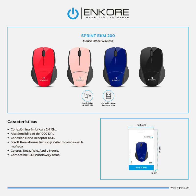 MOUSE INALAMBRICO ENKORE SPRINT EKM200