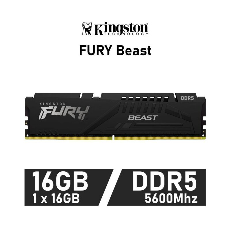 MEMORIA RAM KINGSTON FURY DDR5 16GB BEAST  (KF556C40BB-16) 5600 MHZ