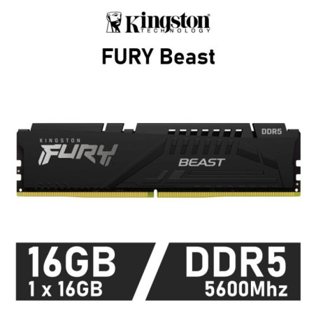 MEMORIA RAM KINGSTON FURY DDR5 16GB BEAST  (KF556C40BB-16) 5600 MHZ