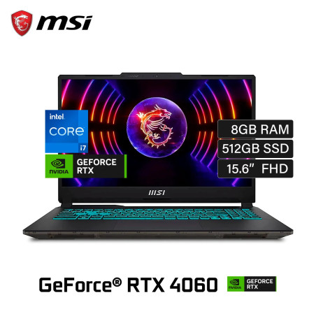 Laptop MSI Cyborg 15 A12VF-043 Intel Core i7 12650H /RAM 8GB /Disco 512GB SSD /Video RTX 4060 8GB /15.6" FHD /Windows 11