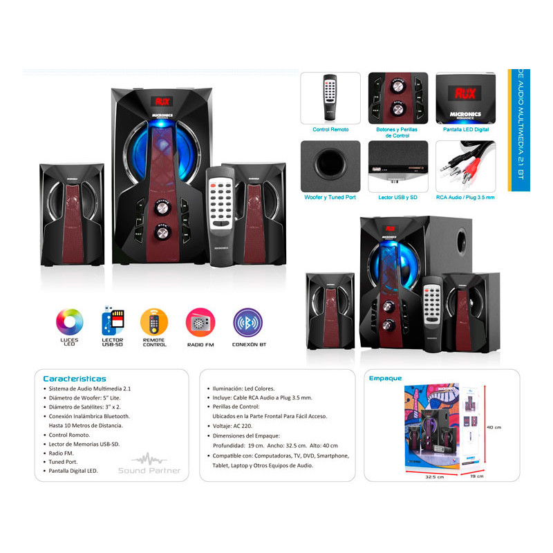 PARLANTE MICRONICS ROMANCE MIC S7062BT FM SD + USB 70W