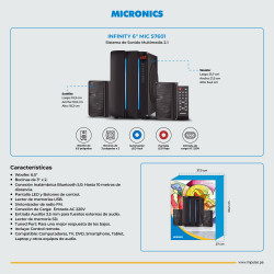 PARLANTE MICRONICS INFINITY 6 MIC S7601 2.1 ILUMINACIÓN LED/BT/ FM