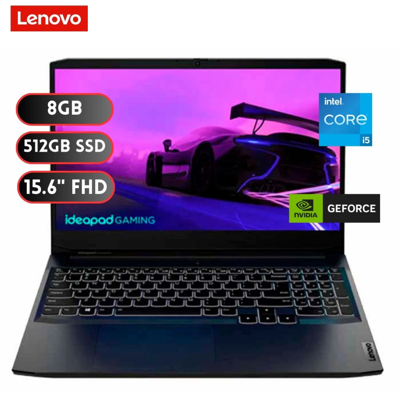 LAPTOP LENOVO IDEAPAD GAMING 3 15IHU6 I5-11320H /8GB RAM /512GB SSD /WINDOWS11 /GTX 1650 CON 4GB