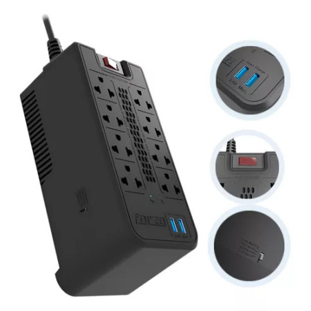 ESTABILIZADOR FORZA FVR-1222 USB 1200VA/600W 8 TOMAS BLACK