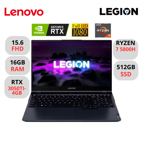 LAPTOP LENOVO LEGION 5 82JW00Q5LM 15ACH6 AMD RYZEN 7 5800H /NVIDIA GEFORCE RTX 3050Ti 4GB/SSD 512GB /RAM 16GB