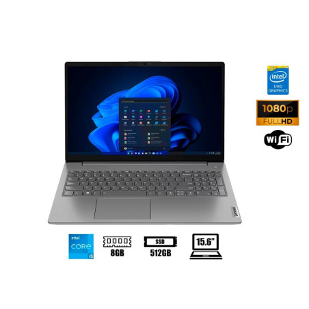 LAPTOP LENOVO CORE I5-13420H V15 G4 IRU, 15.6" FHD | RAM 8GB | SSD 512GB | NO OS | ESP. (83A100GJLM)