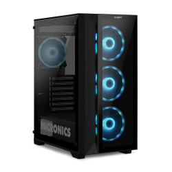 CASE MICRONICS WARRIOR MIC CG803 BLACK 4 COOLERS ARGB SIN FUENTE VIDRIO TEMPLADO USB 3.0/USB 2.0