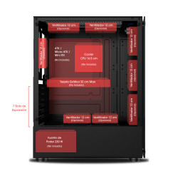 CASE GAMER CYBERTEL KILLER ( CBX5016 ) S/ FUENTE | NEGRO | PANEL VIDRIO TEMPLADO | LED-RGB