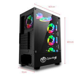 CASE GAMER CYBERTEL KILLER ( CBX5016 ) S/ FUENTE | NEGRO | PANEL VIDRIO TEMPLADO | LED-RGB