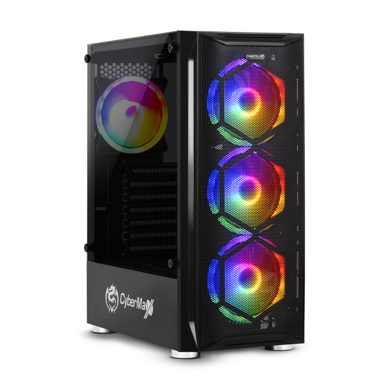CASE CYBERTEL STRIKER BLACK CBX5013K USB3.0, 4 FAN RAINBOW / SIN FUENTE