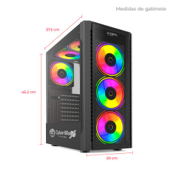 CASE CYBERTEL XTREME BLACK CBX5001 GABINETE GAMER USB3.0 4FAN RAINBOW (S00151)