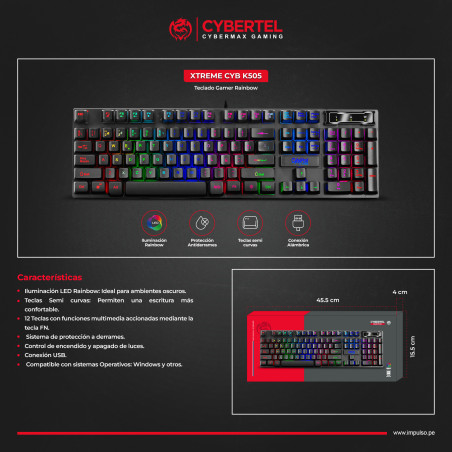 TECLADO GAMER CYBERTEL XTREME CYB 505 NEGRO