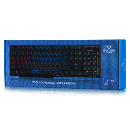 TECLADO GAMER ENKORE BRAIN ENK-603, LED RAINBOW,TIPO  MECÁNICO