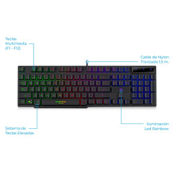 TECLADO GAMER ENKORE BRAIN ENK-603, LED RAINBOW,TIPO  MECÁNICO