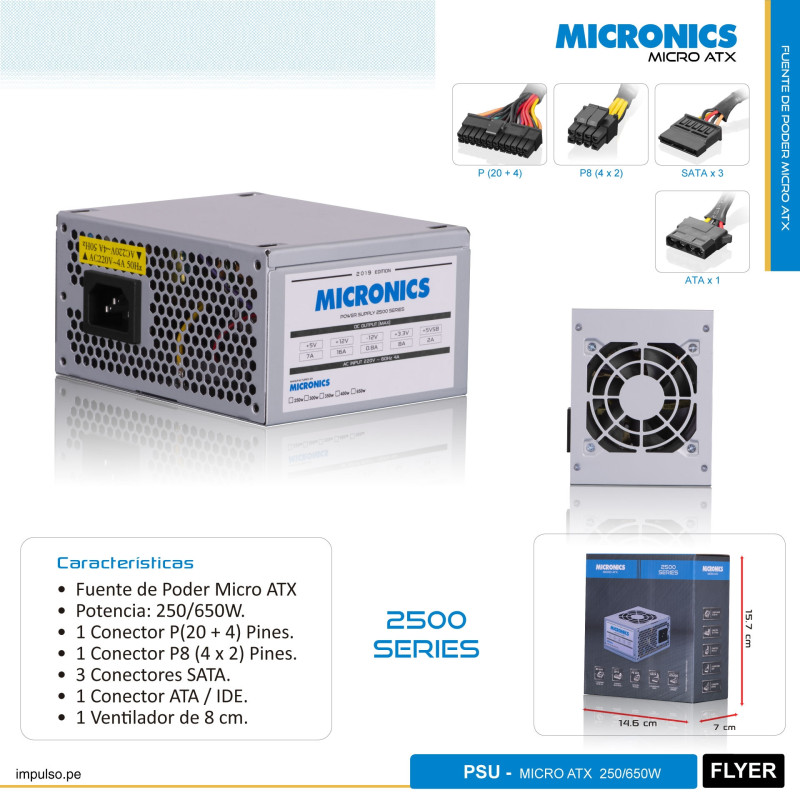 FUENTE DE PODER MICROATX SX – 250/650 EN CAJA MICRONICS